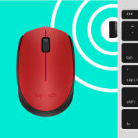 Produktbild för Logitech M171 Red-K datormöss Ambidextrous RF Trådlös Optisk 1000 DPI