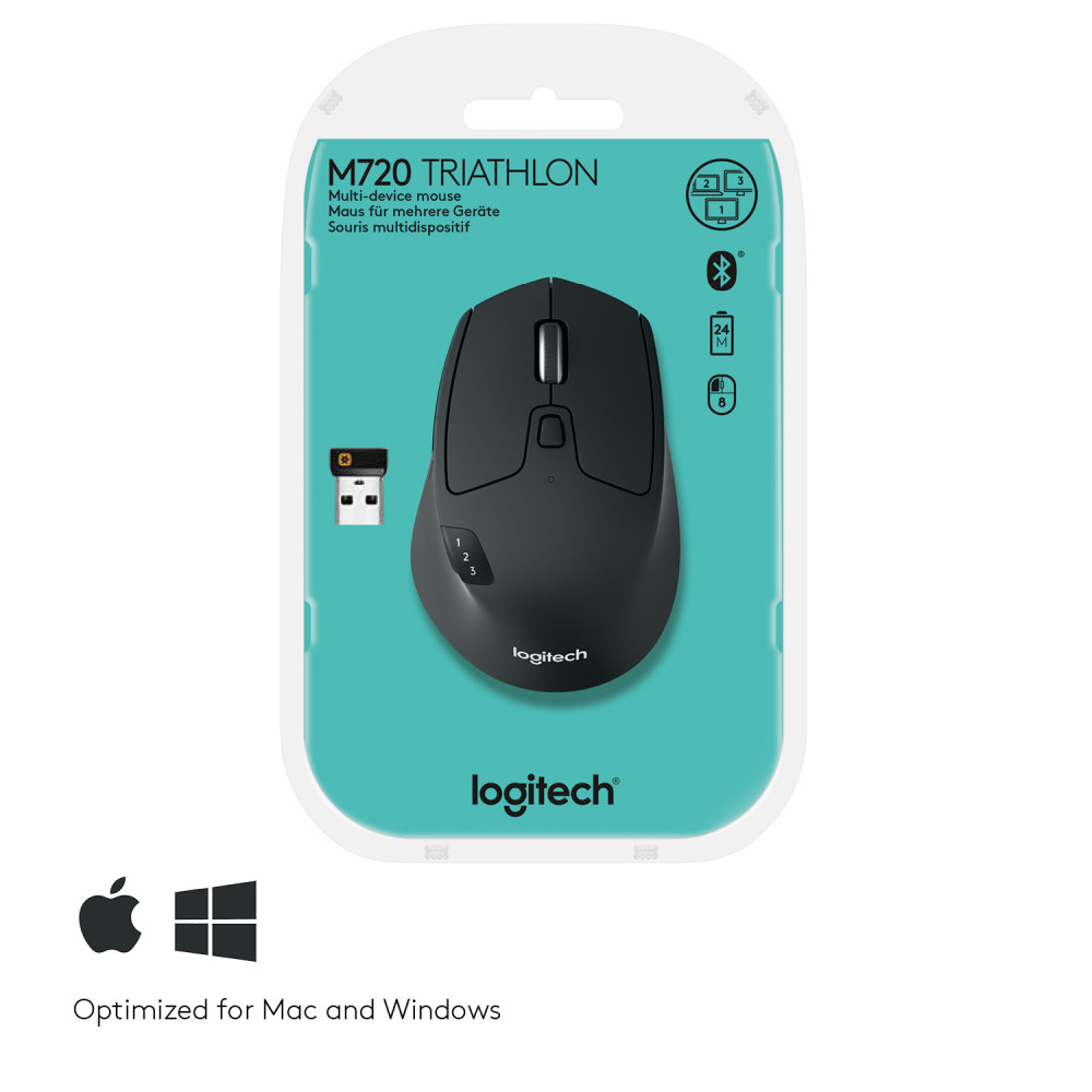 Produktbild för Logitech M720 datormöss högerhand Trådlös RF + Bluetooth Optisk 1000 DPI