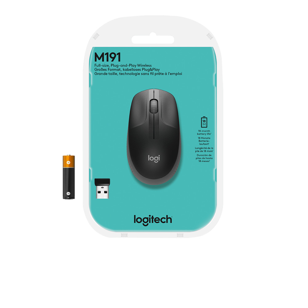 Produktbild för Logitech M190 datormöss Ambidextrous RF Trådlös Optisk 1000 DPI