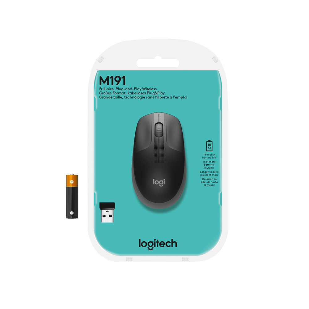 Produktbild för Logitech M190 datormöss Ambidextrous RF Trådlös Optisk 1000 DPI