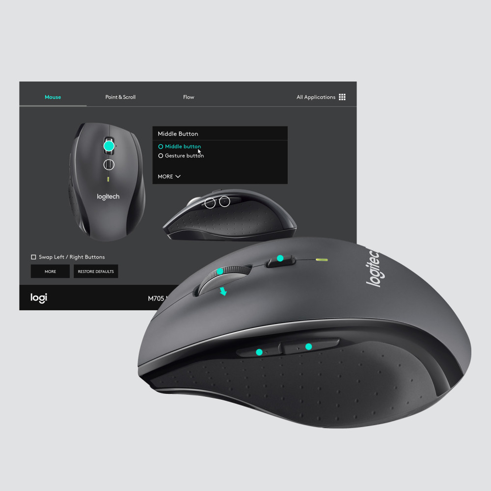 Produktbild för Logitech Customizable Mouse M705 datormöss högerhand RF Trådlös Optisk 1000 DPI