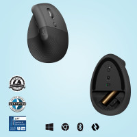 Produktbild för Logitech Lift datormöss högerhand Trådlös RF + Bluetooth Optisk 4000 DPI