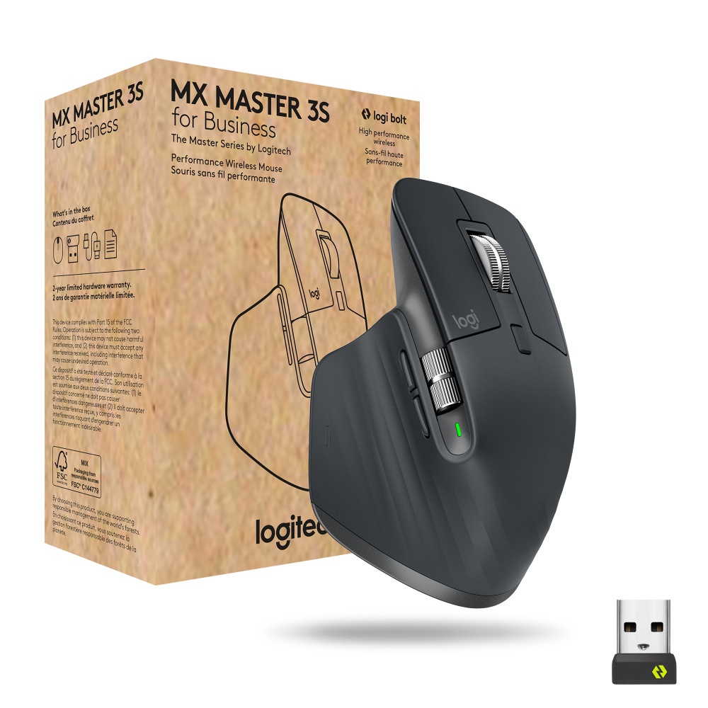 Produktbild för Logitech MX Master 3s for Business datormöss högerhand Trådlös RF + Bluetooth laser 8000 DPI