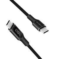 Miniatyr av produktbild för USB-C - USB-C-kabel med display USB 2.0 PD 3.1  240W 1 m Svart