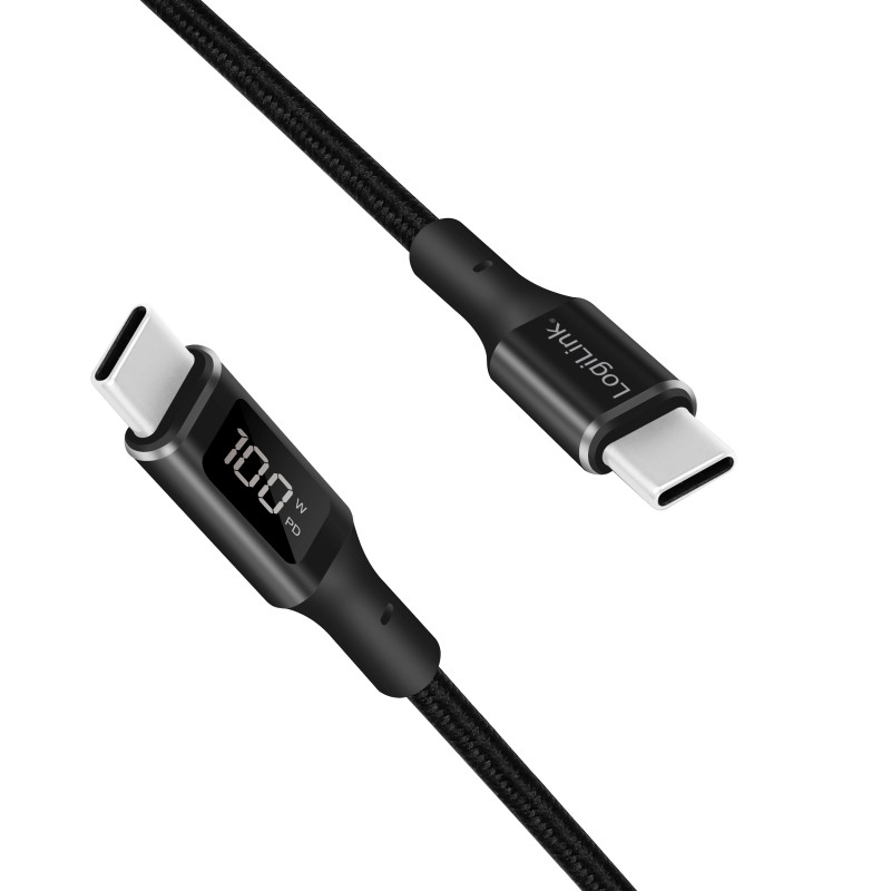 Produktbild för USB-C - USB-C-kabel med display USB 2.0 PD 3.1  240W 1 m Svart
