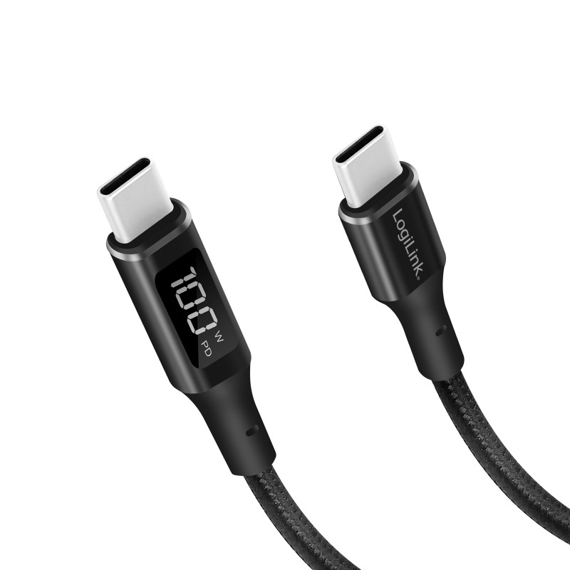 Produktbild för USB-C - USB-C-kabel med display USB 2.0 PD 3.1  240W 1 m Svart