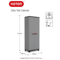 Produktbild för Keter Förvaringsskåp med hyllor Stilo grå och svart 173 cm