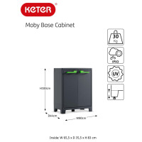 Miniatyr av produktbild för Keter Lågt förvaringsskåp Moby grafitgrå 100 cm