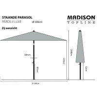 Produktbild för Madison Trädgårdsparasoll Paros II Luxe 300 cm ljusgrå