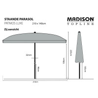 Produktbild för Madison Parasoll Patmos Luxe rektangulär 210x140 cm ljusgrå