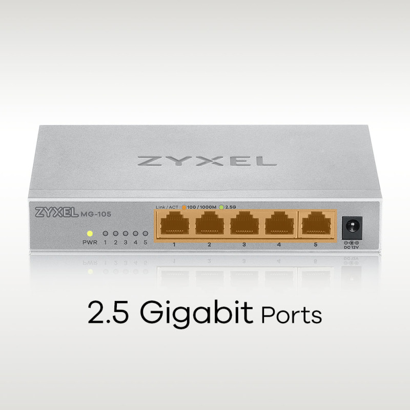 Produktbild för Zyxel MG-105 Ohanterad 2.5G Ethernet (100/1000/2500) Stål
