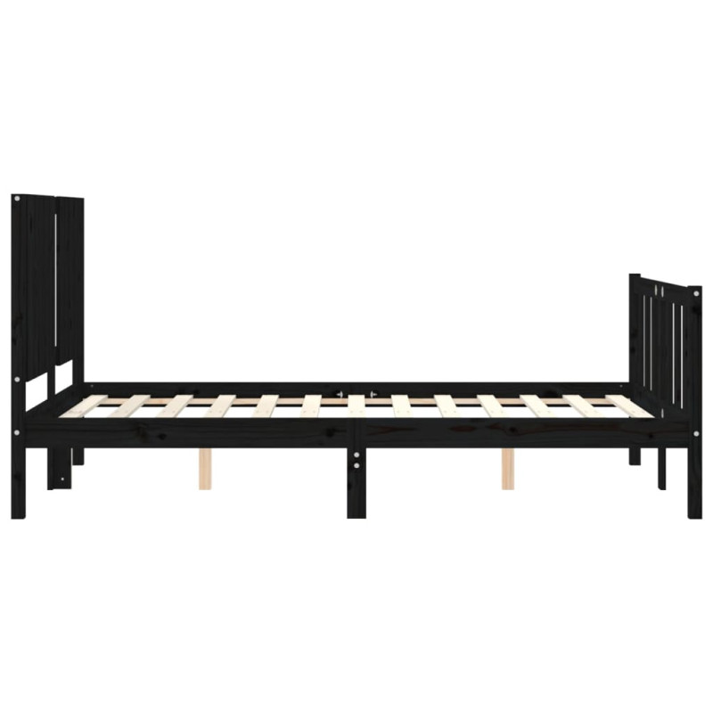 Produktbild för Sängram med huvudgavel svart 120x200 cm massivt trä