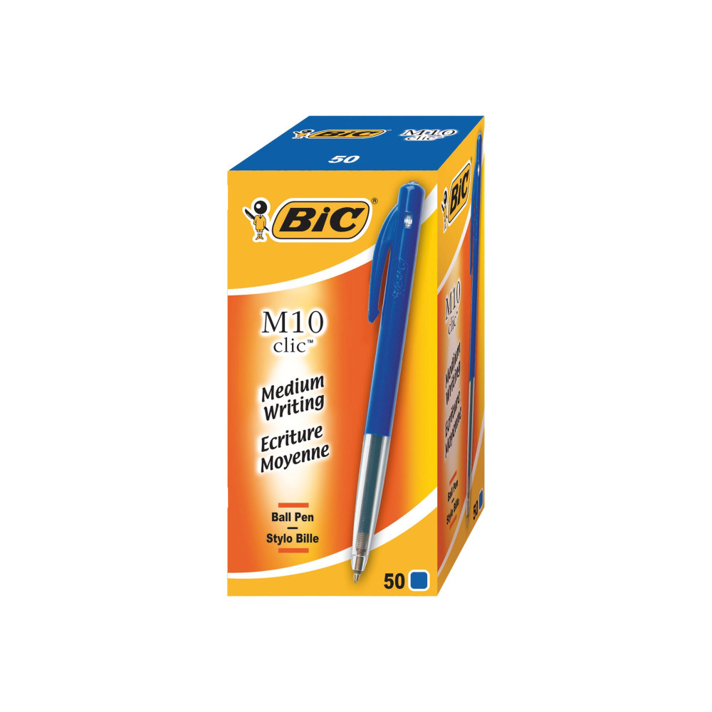 Produktbild för BIC M10 Clic - kulspetspenna - blå (paket om 50)