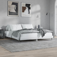 Produktbild för Sängram vit högglans 160x200 cm konstruerat trä