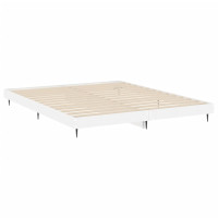 Produktbild för Sängram vit högglans 160x200 cm konstruerat trä