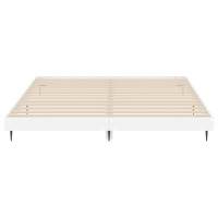 Produktbild för Sängram vit högglans 160x200 cm konstruerat trä