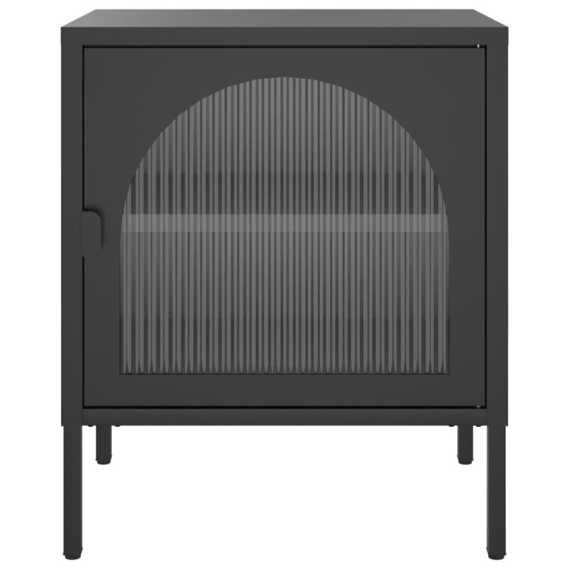 Produktbild för Sängbord svart 50x35x60 cm glas och stål