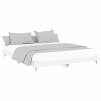 Produktbild för Sängram vit högglans 200x200 cm konstruerad trä