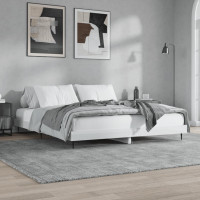 Produktbild för Sängram vit högglans 200x200 cm konstruerad trä
