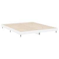 Produktbild för Sängram vit högglans 200x200 cm konstruerad trä
