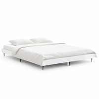 Produktbild för Sängram vit högglans 135x190 cm konstruerat trä