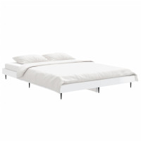 Produktbild för Sängram vit högglans 135x190 cm konstruerat trä