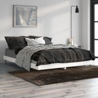 Produktbild för Sängram vit högglans 135x190 cm konstruerat trä