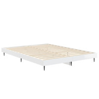 Produktbild för Sängram vit högglans 135x190 cm konstruerat trä