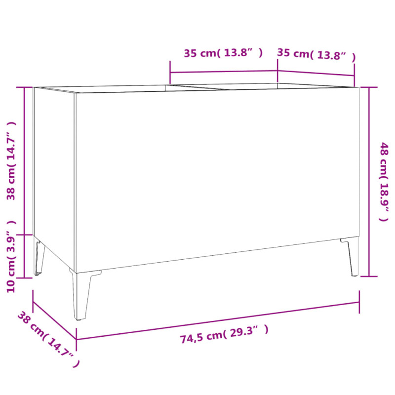 Produktbild för Stereobänk vit 74,5x38x48 cm konstruerat trä