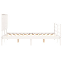 Miniatyr av produktbild för Sängram med huvudgavel vit 140x190 cm massivt trä