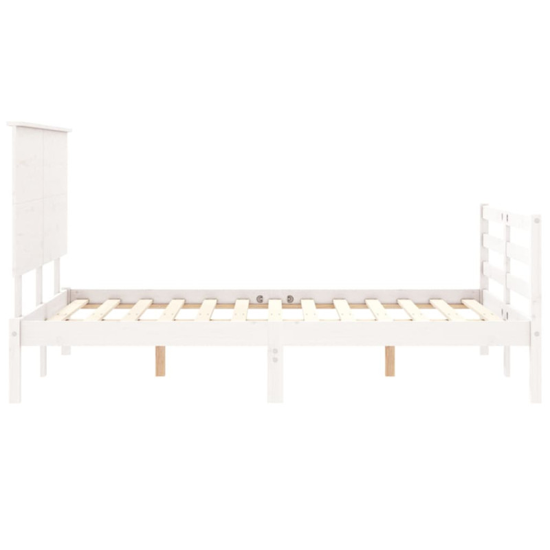 Produktbild för Sängram med huvudgavel vit 140x190 cm massivt trä