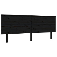 Produktbild för Sängram med huvudgavel svart 200x200 cm massivt trä