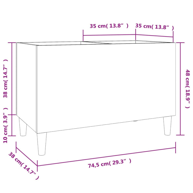 Produktbild för Stereobänk vit högglans 74,5x38x48 cm konstruerat trä
