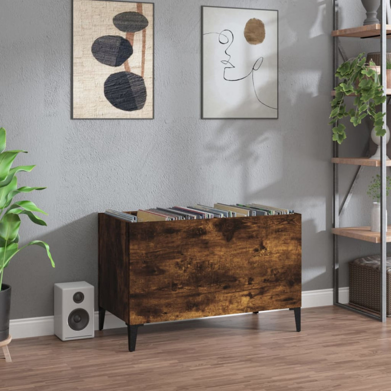 Produktbild för Stereobänk rökfärgad ek 74,5x38x48 cm konstruerat trä