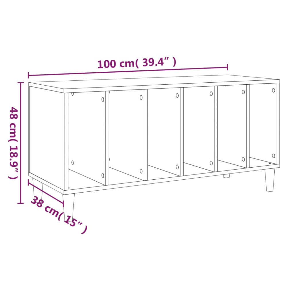 Produktbild för Stereobänk rökfärgad ek 100x38x48 cm konstruerat trä