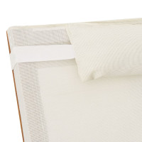 Produktbild för Solsäng med baldakin vit textilen och massivt poppelträ