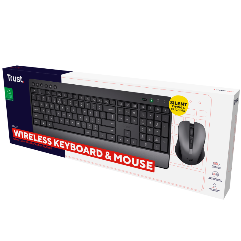 Produktbild för Trezo Trådlöst tangentbord och mus Eco-design
