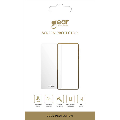 GEAR Glass Prot. Flat Case Friendly 2.5D GOLD iPhone 15