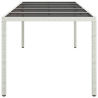 Produktbild för Trädgårdsbord vit 250x100x75 cm konstrotting och härdat glas