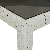 Produktbild för Trädgårdsbord vit 250x100x75 cm konstrotting och härdat glas
