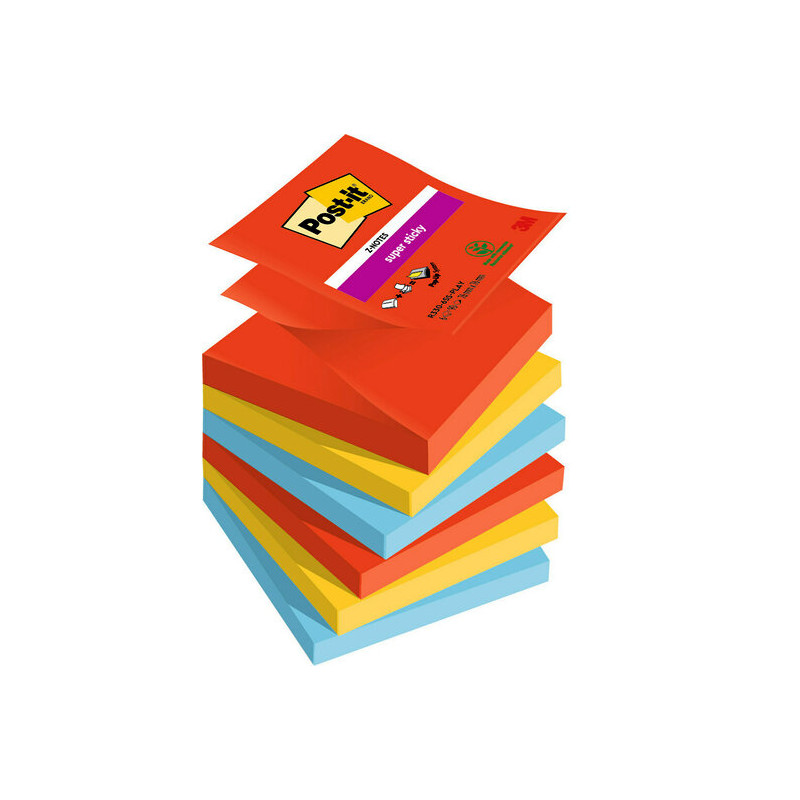 Produktbild för 3M 7100258797 självhäftande anteckningsblock Torg Multifärg 90 ark