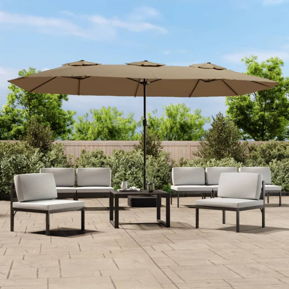 Produktbild för Parasoll dubbelt taupe 449x265 cm
