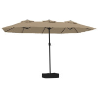 Produktbild för Parasoll dubbelt taupe 449x265 cm