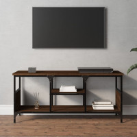 Produktbild för Tv-bänk brun ek 100x35x45 cm konstruerat trä & järn
