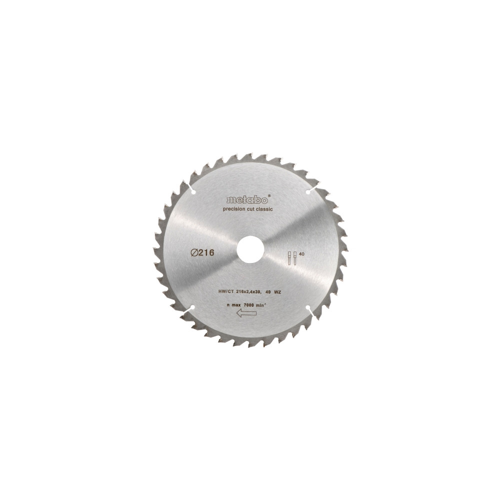 Produktbild för Metabo Classic Precision Cut Wood - cirkelsågblad - för plywood, mjuka träslag, lövträ, träfanér, MDF-skiva, kompositmaterial, obehandlad spånplatta