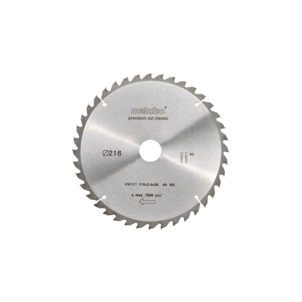 Produktbild för Metabo Classic Precision Cut Wood - cirkelsågblad - för plywood, mjuka träslag, lövträ, träfanér, MDF-skiva, kompositmaterial, obehandlad spånplatta