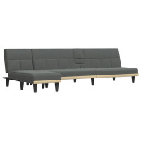 Produktbild för L-formad soffa mörkgrå 255x140x70 cm tyg