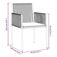 Produktbild för Trädgårdsstolar 2 st med dynor svart 54x60,5x83,5 cm konstr.