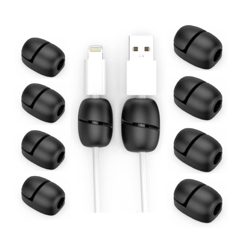 Produktbild för Deskmate Cable Nuggets Black 10-pack