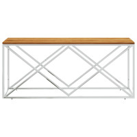 Produktbild för Soffbord rostfritt stål och massivt akaciaträ